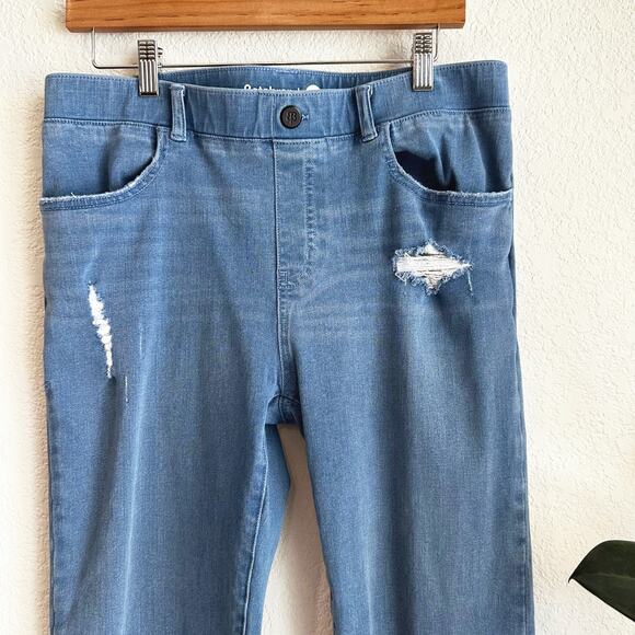 Betabrand Womens Flare Pull-On Jeans Large Stretch Distressed High Rise Pockets - Picture 2 of 10